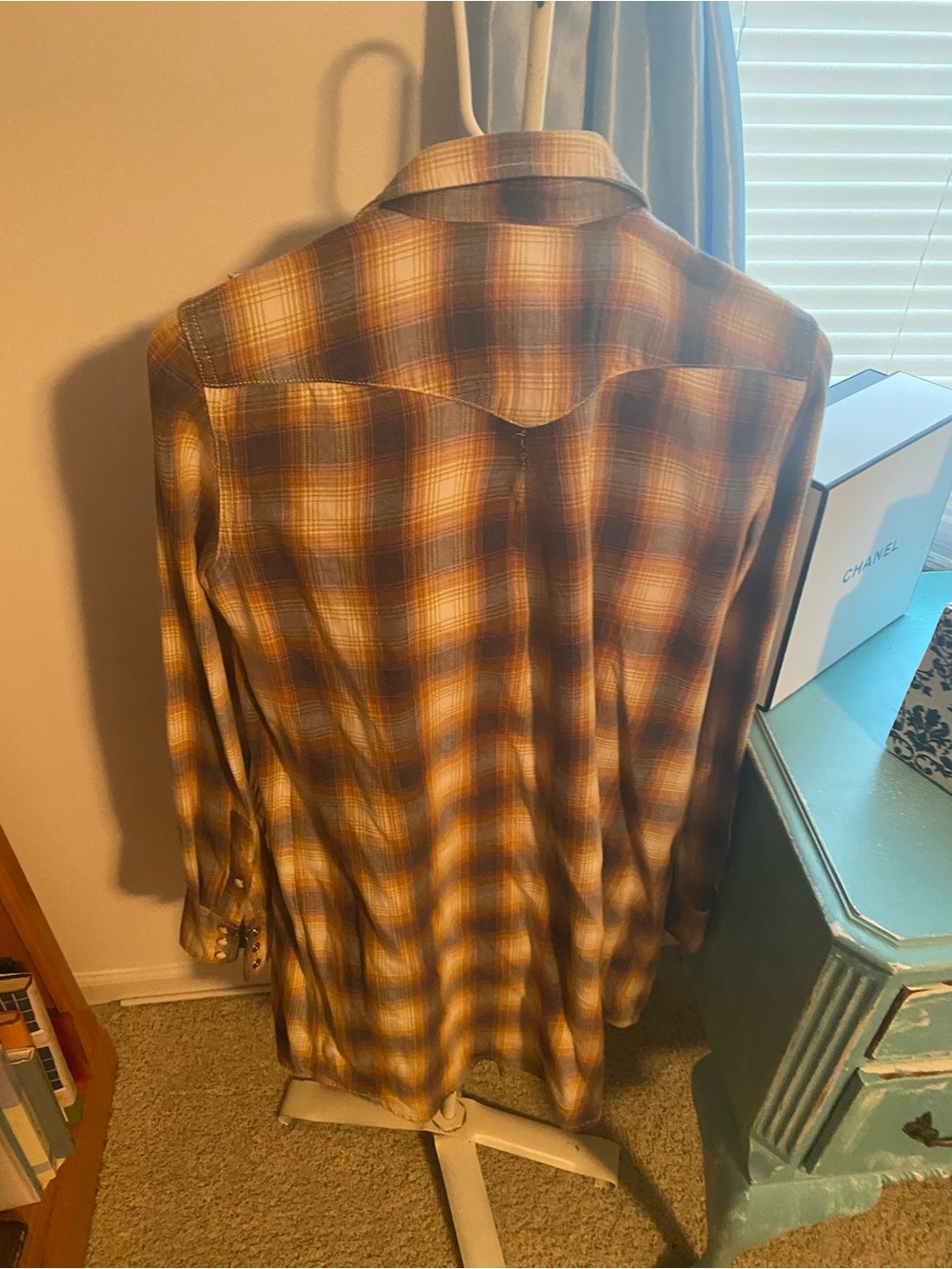 R13 Plaid Button-Down Shirt - Brown & Cream - Picture 4 of 5